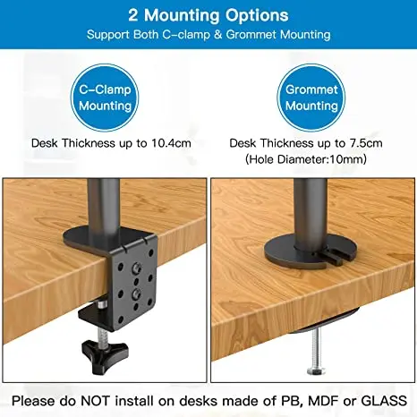 MG Dual Monitor Stand Arms With Laptop Tray Clamp Desk Mount VESA Screen PC Laptop 2 in 1 Adjustable Monitor and Laptop  Riser