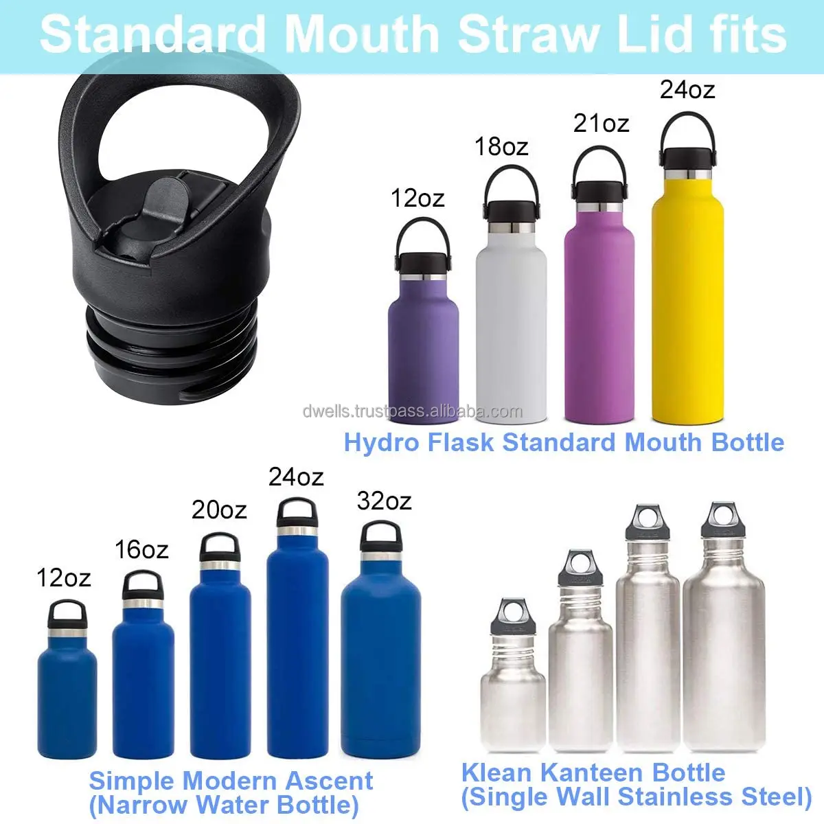  Simple Modern Water Bottle with Narrow Mouth Straw Lid Metal  Thermos Vacuum Insulated Stainless Steel l Reusable Leak Proof BPA-Free  Flask, Ascent Collection