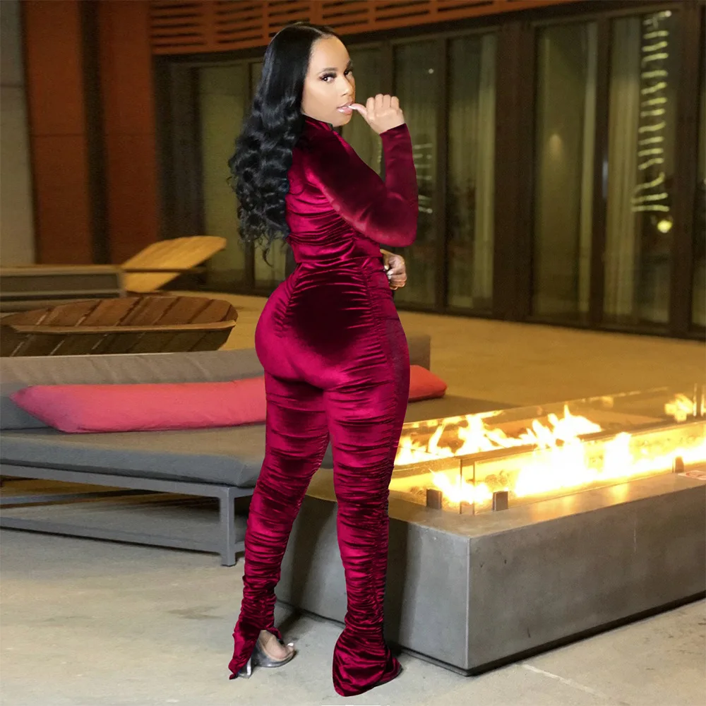 2025 Fall Winter Women Solid Color Long Sleeve Joggers Pants 2 Piece Set Women Velour Velvet Tracksuit Sweatsuit