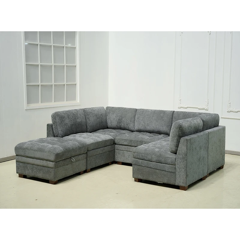 Thomasville Same Design 6 Pieces Modular Sofa Sectional Couch Set Modern Free Combination