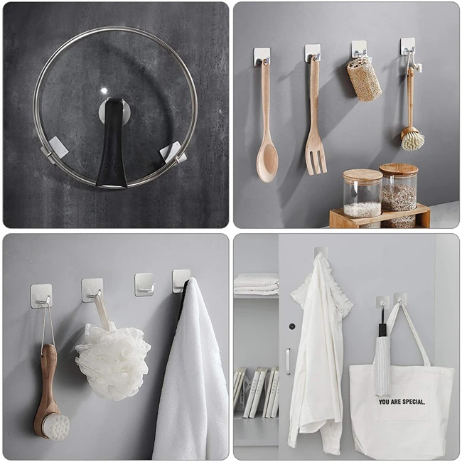 Ganchos de preço de fábrica, resistente, adesivo de banheiro, toalha preta fosca, utensilho de cozinha, cabide de metal