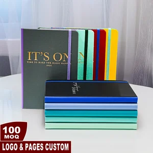 Low MOQ Custom Logo A5 A6 Journal Printing Line Grid Dot Plain Paper Diary Budget Planner Pu Leather Notebooks With Elastic Band