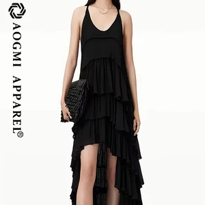 Haute Couture Fashion Ladies A-Line Pleated Skirt Chiffon Eco-Friendly Summer Sling Design Dovetail Details Process