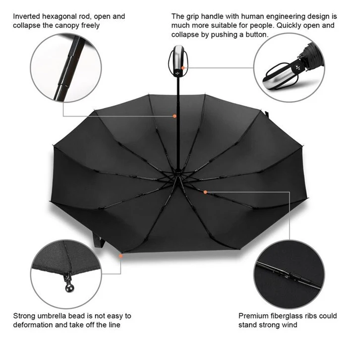 Automatic Switch Travel Umbrella Logo Custom Advertising Umbrella Auto