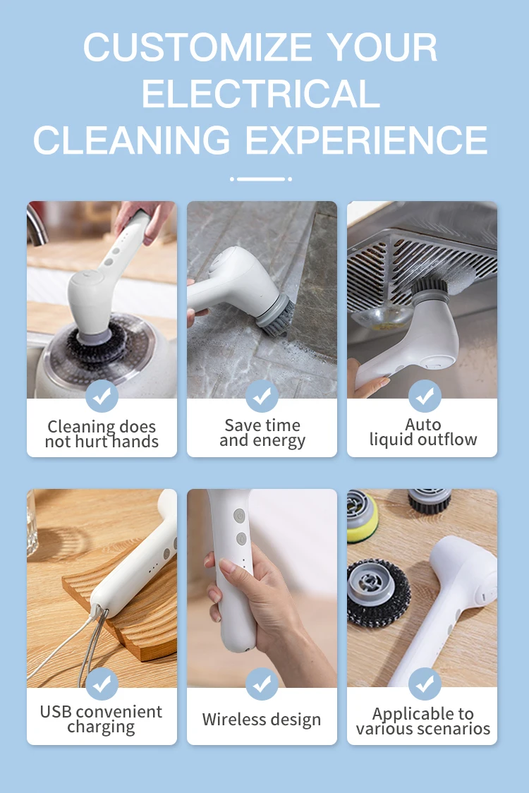 Home Handheld Cordless Cleaning Magic Brush Electric Spin Power Brush Floor Scrubber For Toilet