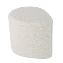 Modernist Style Stool White Velvet Round Seat Pouf Ottoman for Living Room Foot Stool