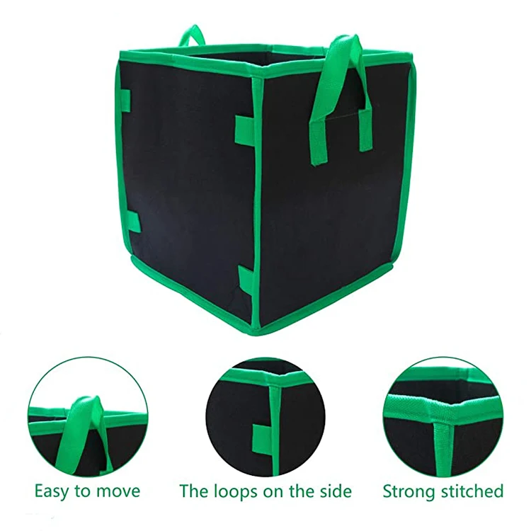 I vasi del quadrato del tessuto del giardino fioriscono per coltivare la borsa non tessuta coltivano le borse con le maniglie 4