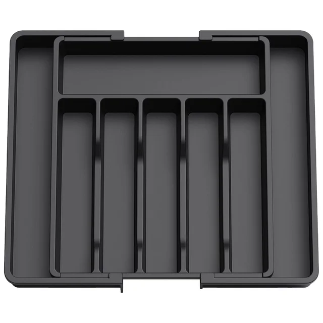 Hot Selling Plastic Drawer Organizer Classic Carved Square Tray for Utensils Flatware Cutlery Adjustable Storage Holder