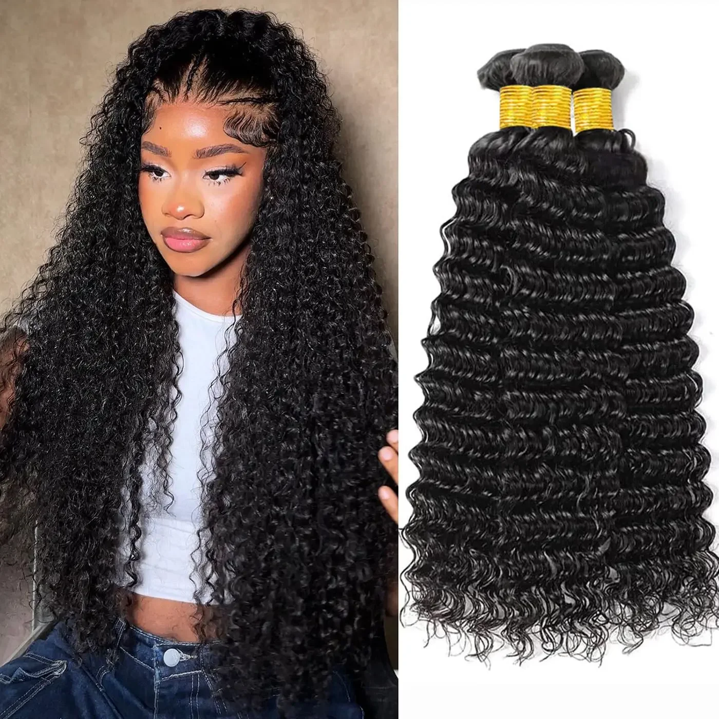 Peruviano Deep Wave Bundles Capelli Umani Tessitura Kinky Ricci Offerta Estensioni Capelli Vergini Grezzi_voghion.com