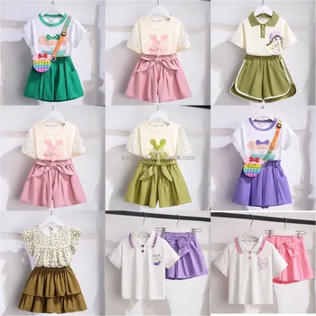 Children's flower fashion casual short sleeve set 4-14T boys girls summer clothing Children's clothing