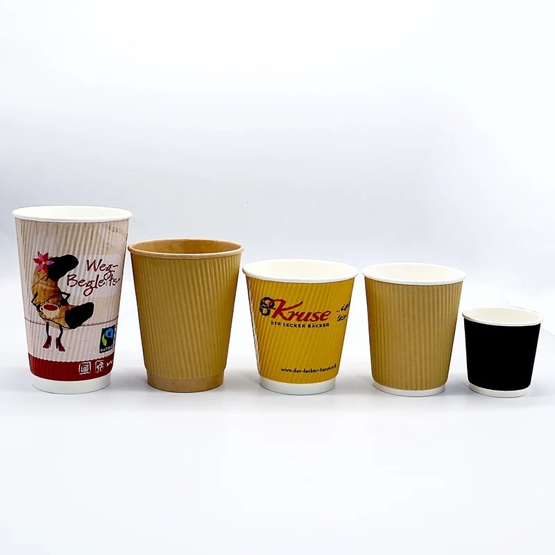 Customized Printing 8oz 12oz 16oz Disposable Double Wall Coffee Paper Cup with Lid