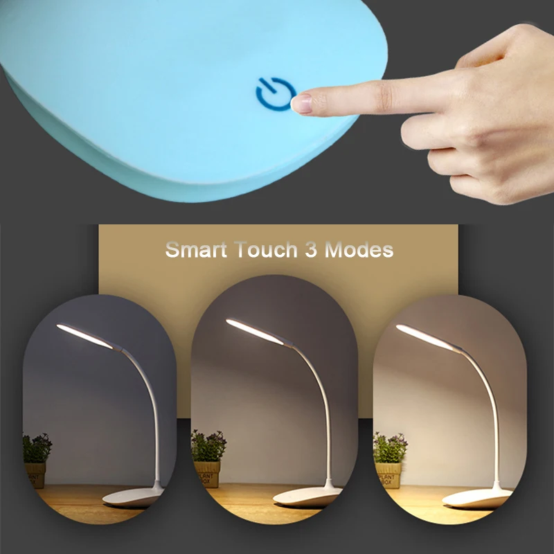 New Bendy Cordless USB Rechargeable Reading Lamp Touch Office Desk Light Goose Neck Wireless Table Lights