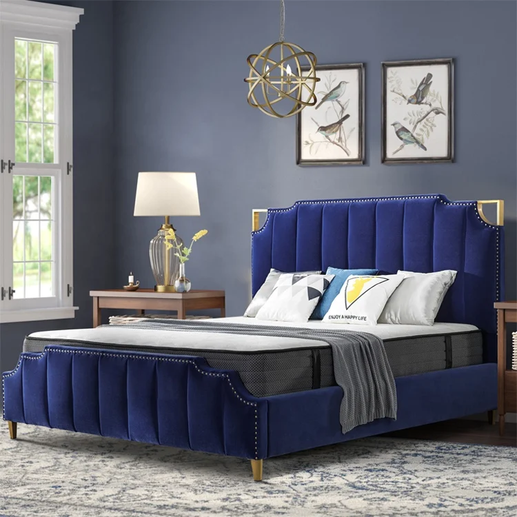 Royal blue headboard king discount