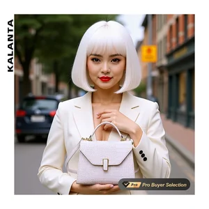 KALANTA Crocodile Polyester Lock Purse Wholesale Office Handle Lady Top-Handle  Polyester Lining Handbags