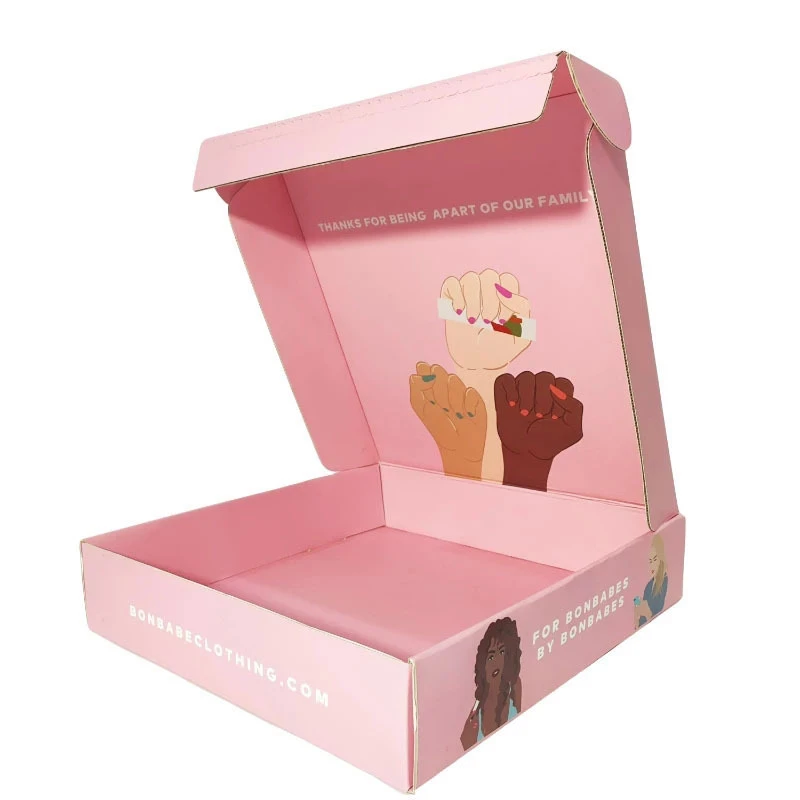 Oem Factory Custom logo pink Color Cosmetic Corrugated Packaging Mailer ...