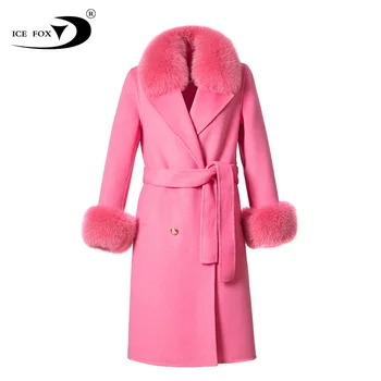 Wool Cashmere Coats Ladies Girls Cheap Custom Design Wholesale Retail Women Wool Fox Fur Coat