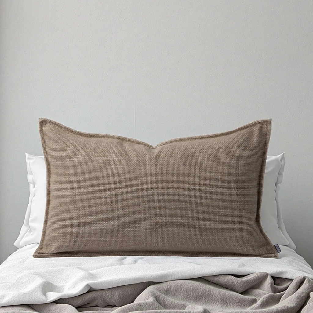 Nouvelle housse de coussin personnalisée, style minimaliste japonais, marron, infroissable et résistante, pour agrémenter le canapé du salon._voghion.com