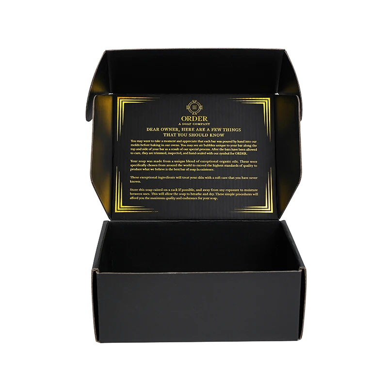 Recyclable Mailer Box Custom Size Logo With Gold Foil Matt Lamination Kraft Corrugated Shipping Flat Pack Packaging Gift Box