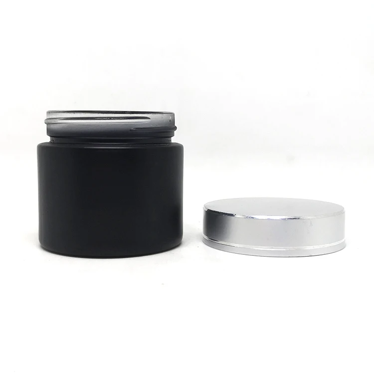 2 oz empty body scrub jars matte frosted amber black glass cream jar with silver screw caps