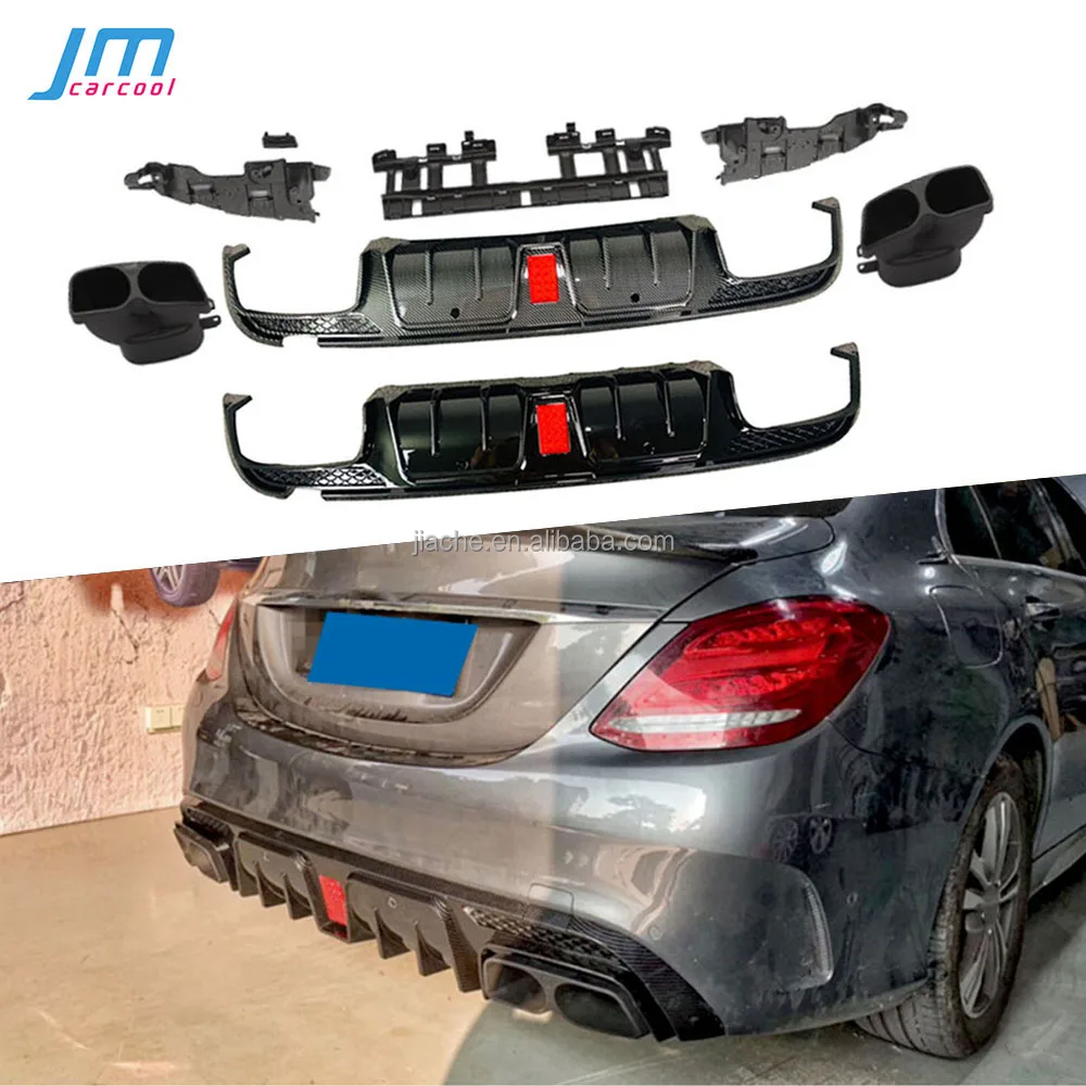 メルセデス ベンツ W205 カーボン リアバンパー テールスポイラー FDスタイル BENZ Cクラス W205/A205/C205 2ドア用 クーペみ C63S W205 ボディキットカーボンファイバーファイバーリアバンパー