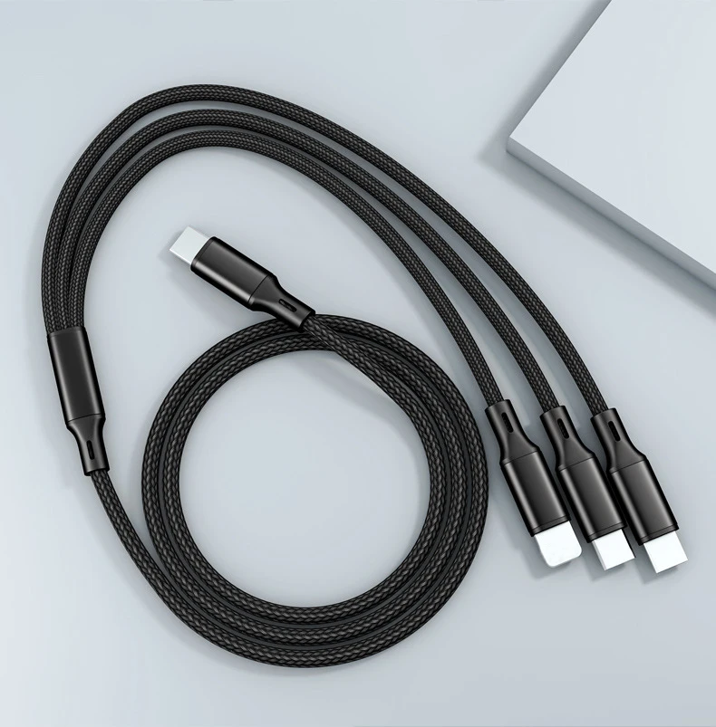 Braided Micro cobel USB C to USB C to Type C Multi Charger Cable PD 3 in 1 Cable Fast Charging 3a Nylon cables de datos