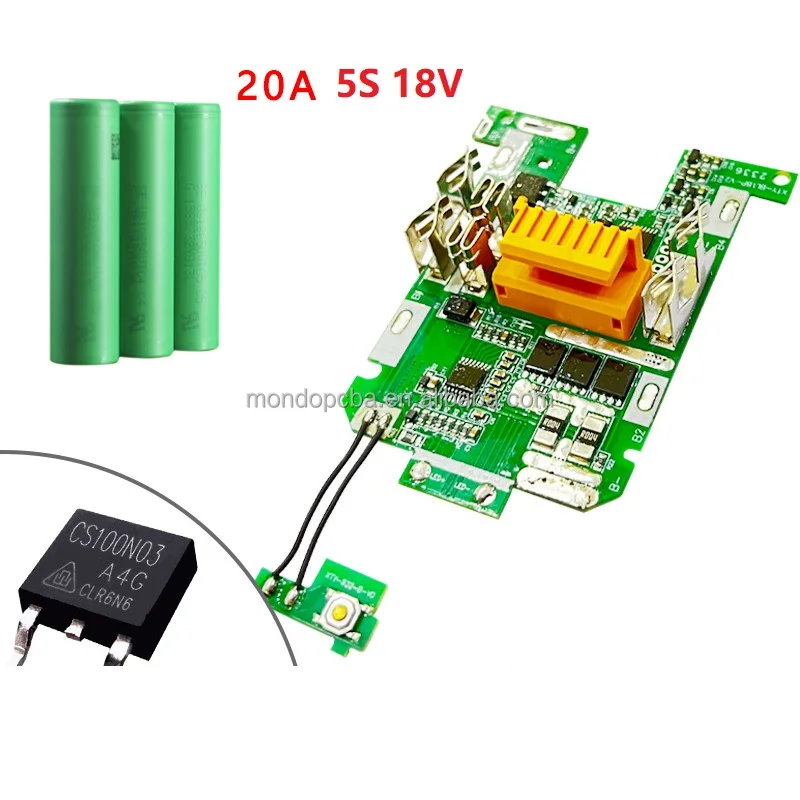 18V Li-Ion Battery Protection Board – PCB Circuit Module For Power Tool Battery Repair, Compatible With P108 & RB18L40 (Green)