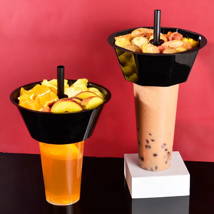 Moving Hot Pot Snack Cup 2 in 1 Drink Cup With Snack Bowl Transparent Drink Cinema Drink Popcorn Bowl