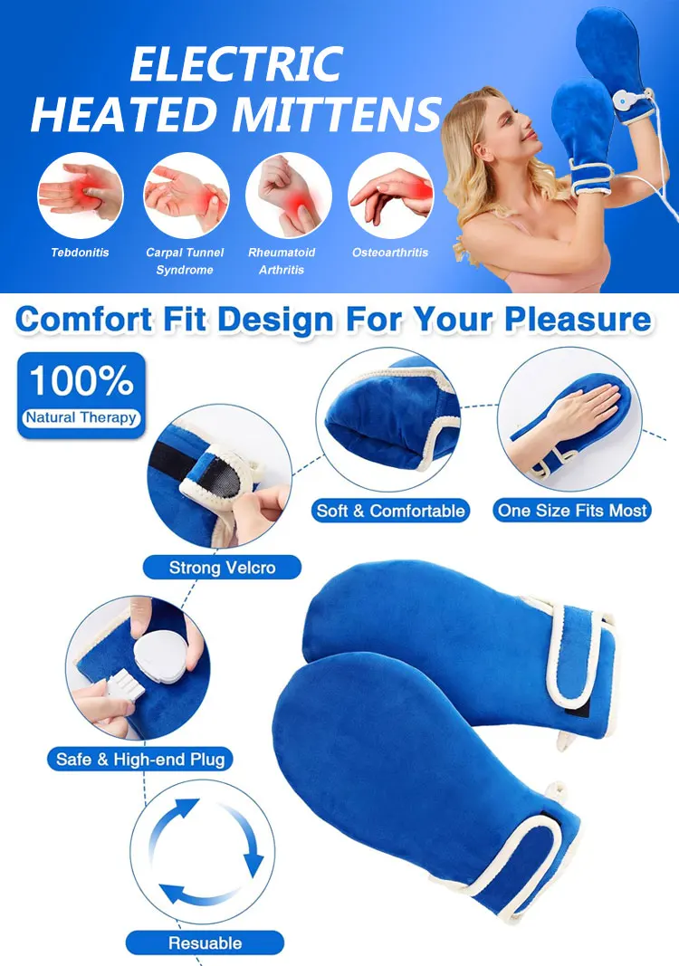 Custom Electric Heated Hand Warmer Mittens Therapy Arthritis Pain