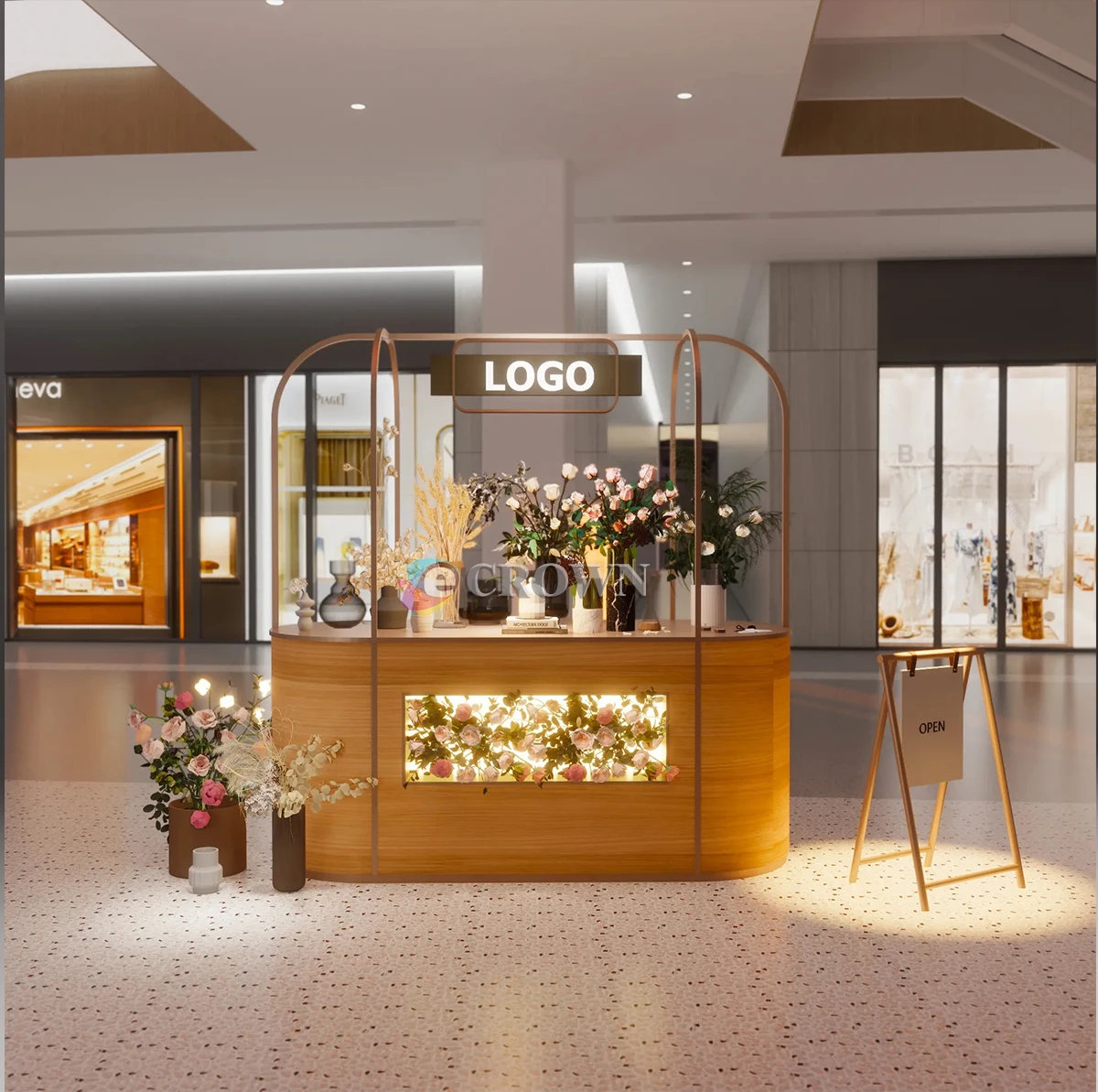 Design Fresh Shop Fresh Flower Display Cabinet Shop Peony Flower Vitrine Small Medium Mall Flower Kiosk Design Free Design