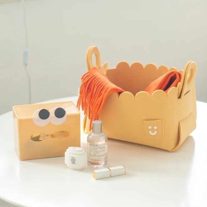 Новинка 2022, корзина для хранения из войлока, Настольная полка, корзина для хранения, симпатичная корзина для хранения для детской комнаты, спальни, гостиной