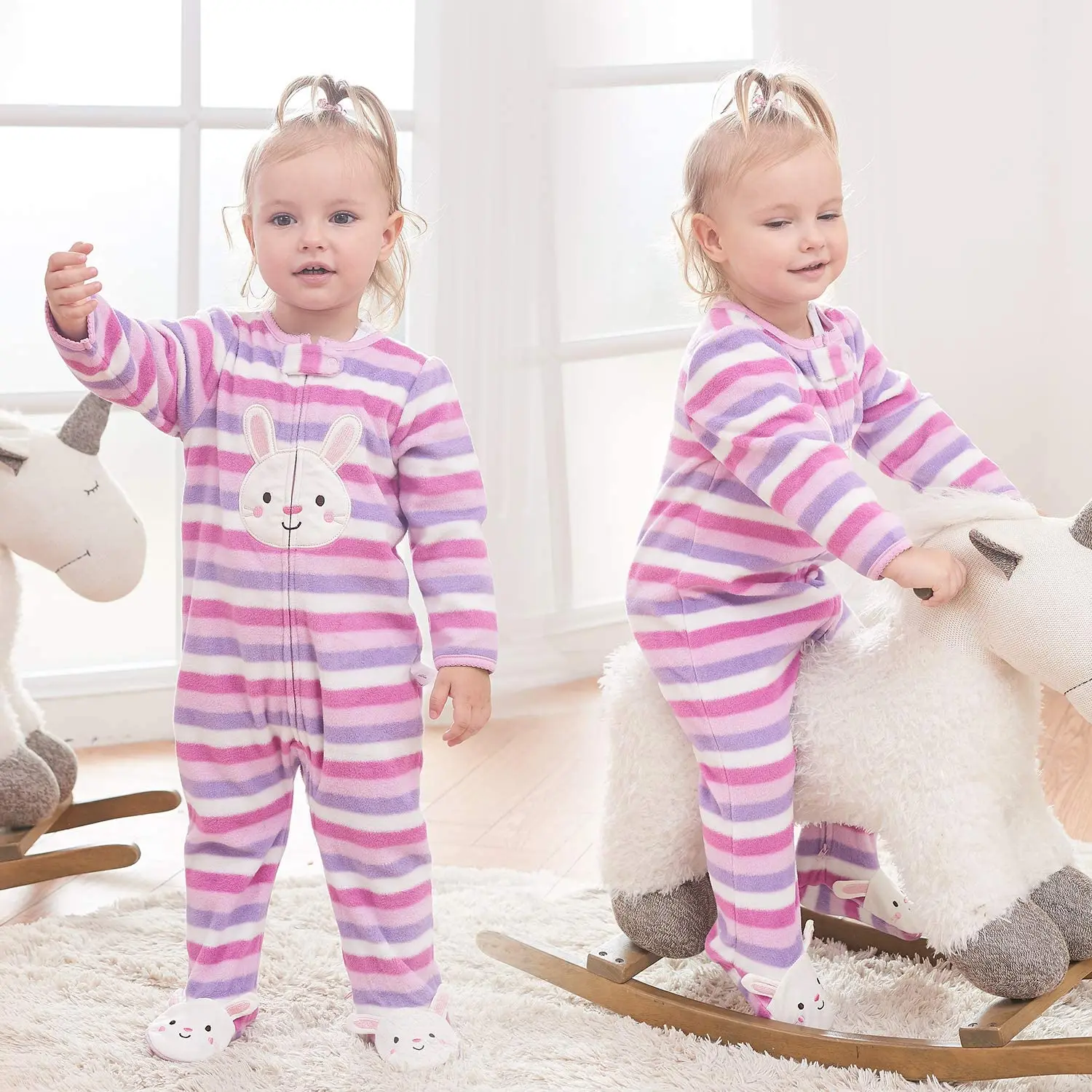 Baby Fleece Romper Cartoon Footies Jumpsuit Spring/Autumn/Winter Bodysuit Cute Sleepsuit 6-9 Months