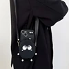 Portamonete Biscuit Coal Ball - Tracolla in pelle - Nero