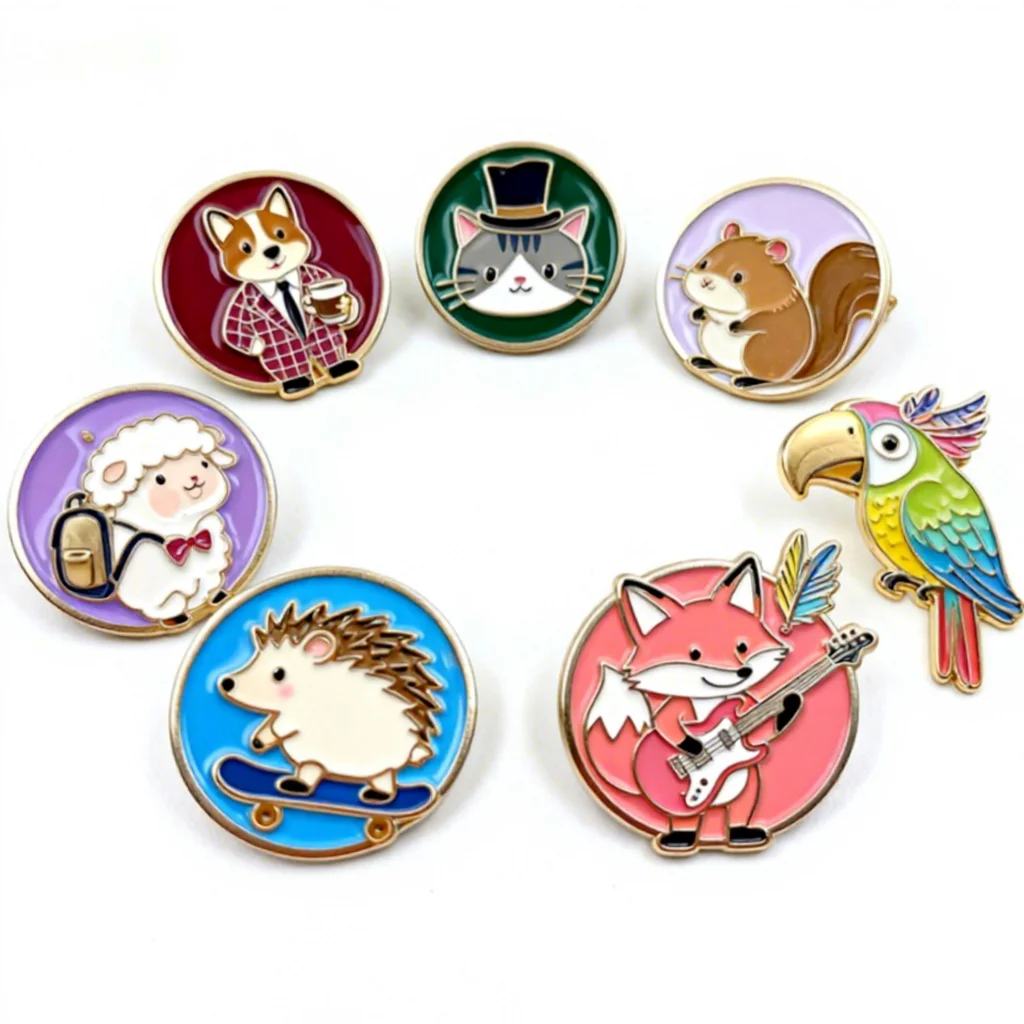 Op maat ontworpen persoonlijke gekleurde cartoon zachte emaille pin UV-afgedrukt goedkope schattige dierenlogo metalen badges reversbroche
