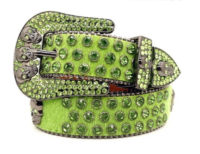 Женский кожаный ремень со стразами