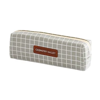 Checkered and Polka Dots Fabric Pencil Pouch, Perfect Size for Middle School Students, Accommodates up to 20 Writing Utensils