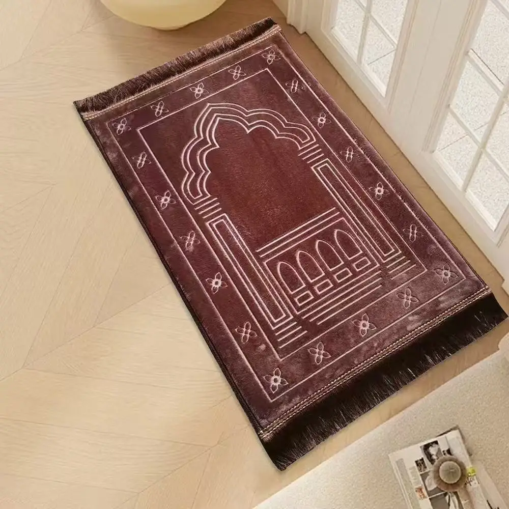 70*110cm Embroidered Raschel Thickened Prayer Rug Export Cross-border Islamic Prayer Mat_voghion.com