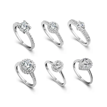 Custom 925 Sterling Silver Couple Zircon Cz Diamond Wedding Engagement Anillos De Plata Ley 925 Rings Jewelry Womens Rings