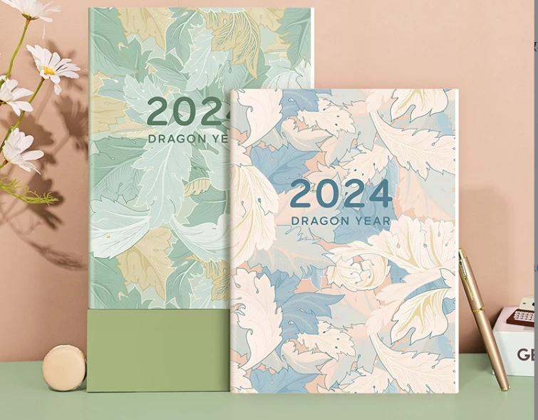 Creative 2024 Flower Series Work Month Planner Book Time Management Punch Card Book Efficiency Notebook