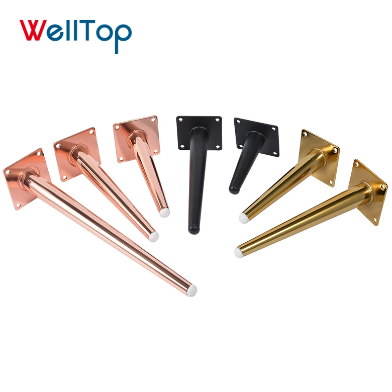 
 150/200/250/300 мм Черный; Цвета: золотистый, Серебристый; Обувь с ремешками диванные металлические Наклонный конус ноги шкаф стул чайный столик ножка кровати VT-03.110  