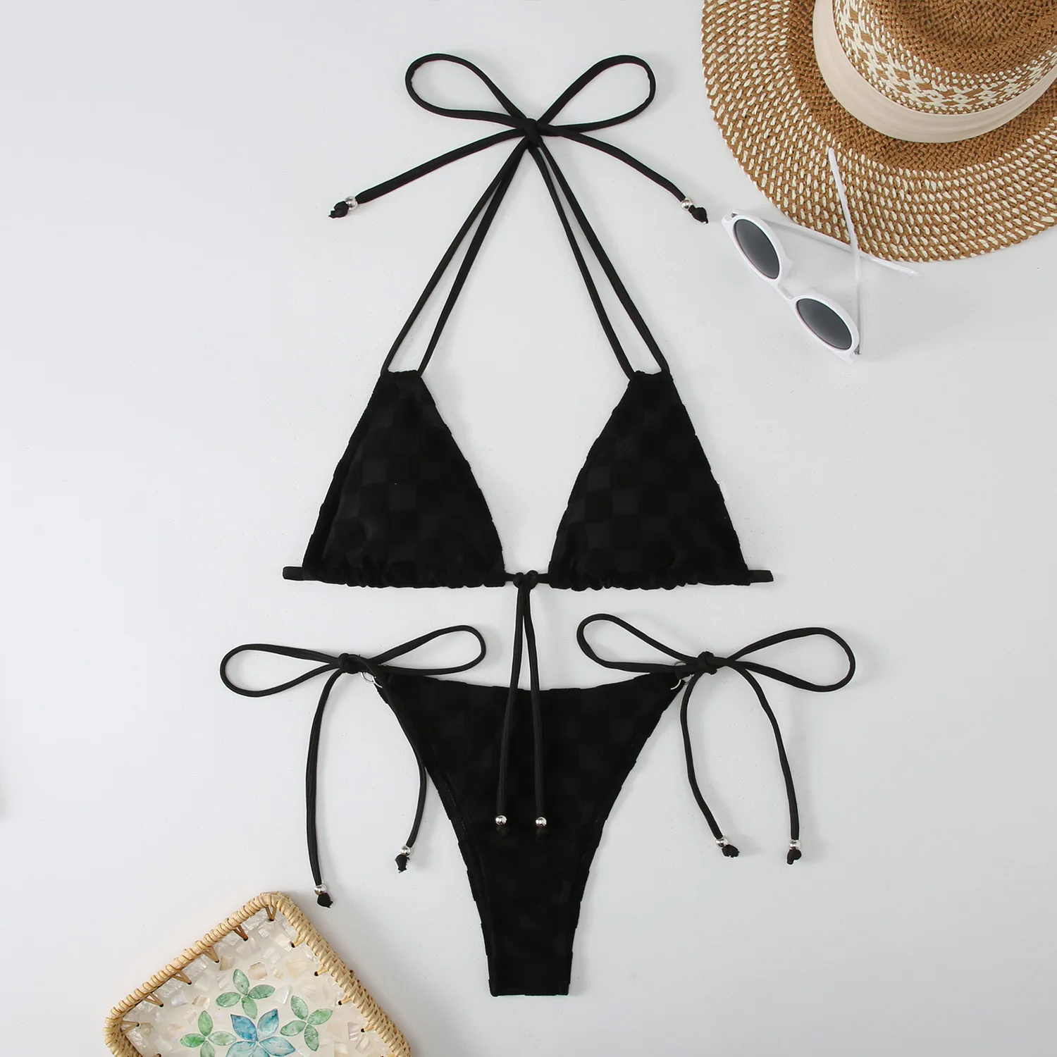 Custom Black Micro Sexy Bikini Swimsuit Set Plus Size