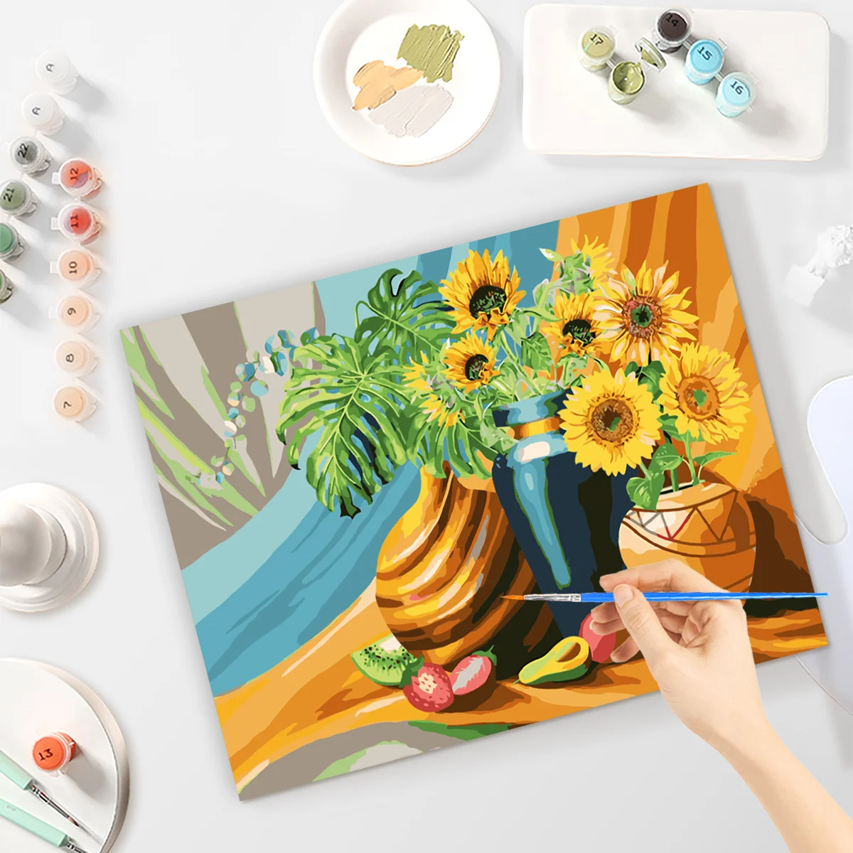 Painting by Number for Adult Kits Sunflower Drawing by Numbers on Canvas Picture for Home Decoration 40x50cm/16x20inch