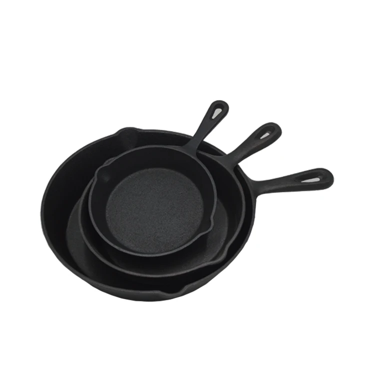 Kitchen Pre-Seasoned 6 Inch, 8 Inch and 10 Inch Cast Iron Skillet Set Black  Chef 3-Piece Cast Iron Cookware Sets - China Cookware and Pan price
