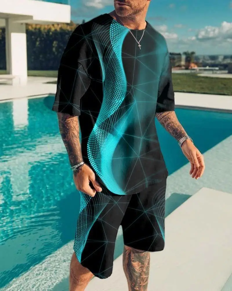 Summer Custom Pantalones Sports Men Tracksuit T Shirt Shorts Set Outfits Casual Two Piece Men's Set372_voghion.com