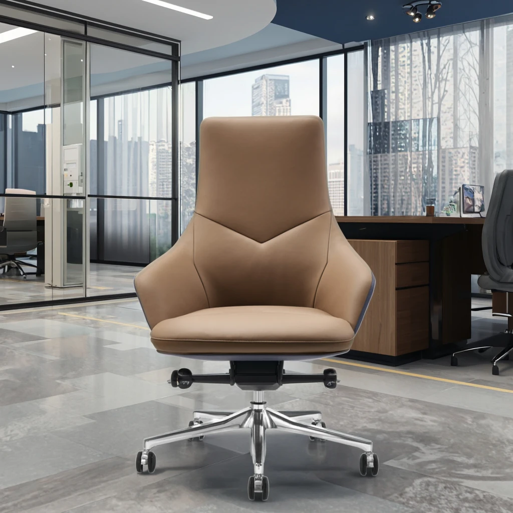 Modern Leather Mid Back Ergonomic Executive Office Task Chair 5