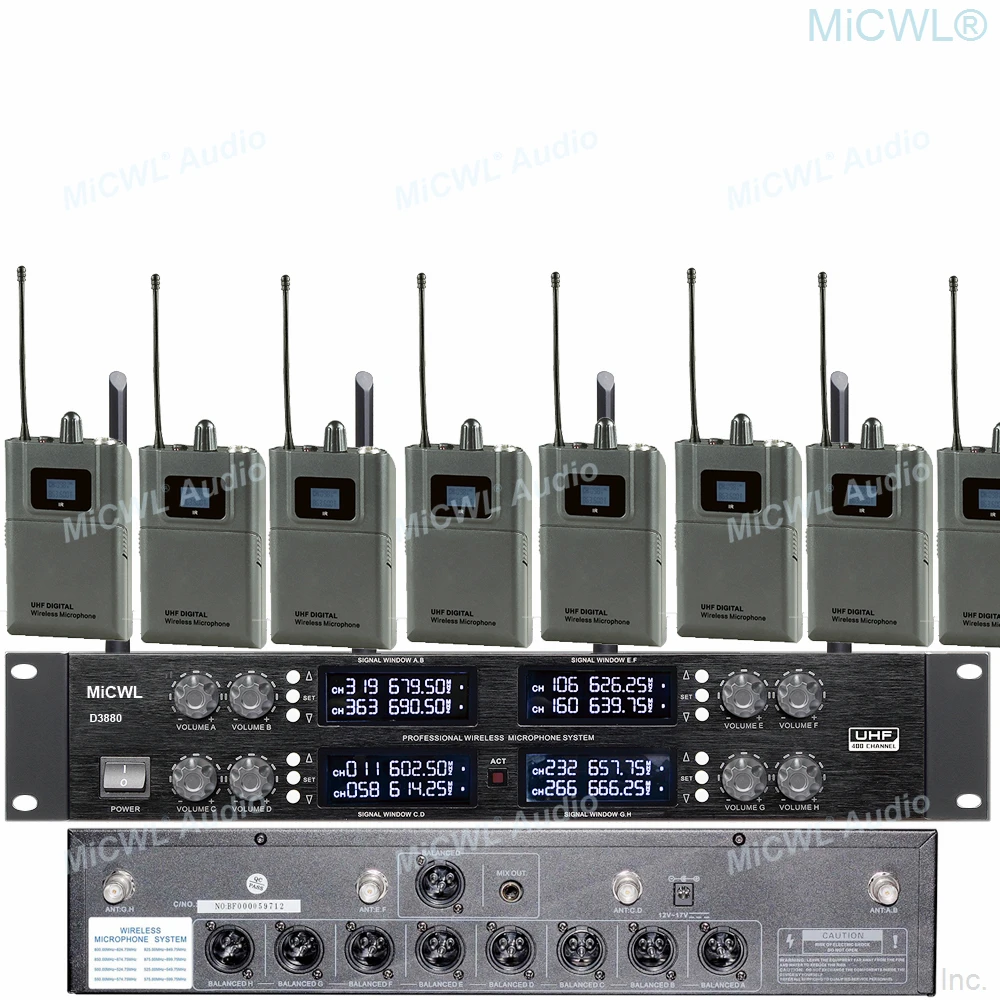 Professional D3880 8 Channel Conference Wireless Microphone System with Independent XLR Connector MiCWL 8 Handheld Lapel Table