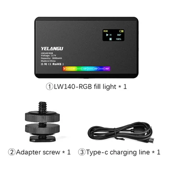 RGB LED Video Light Camera Light Full Color Rechargeable Dimmable 2500-9000K Panel Light Photo Studio Lamp 3100mAh product image