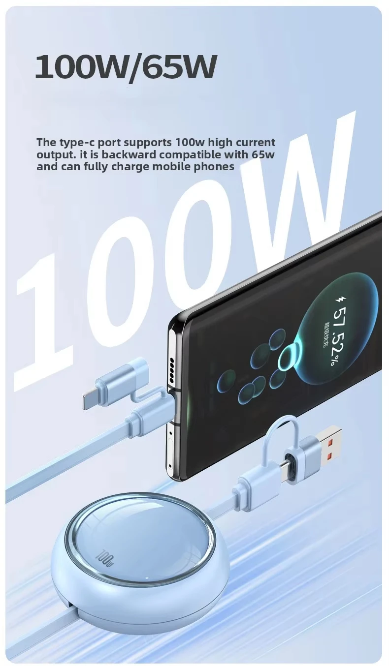 促销礼品标志可用5 1可伸缩USB C电缆多充电3A快速充电2in3多充电器线