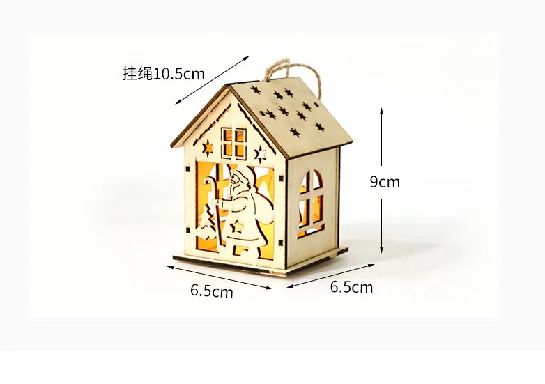 Festival Led Light Diy Wood House With Battery Christmas Tree Hanging ...