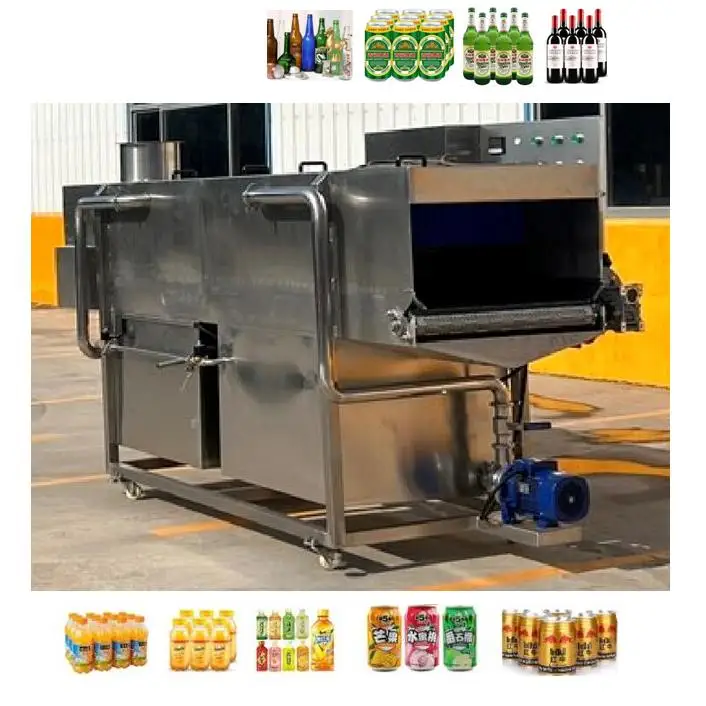 Small Customize Continuous Bottle Cans Beer Drinks Tunnel Pasteurizer Sterilizer Dryer Wine Pasteurization Sterilizing Machine