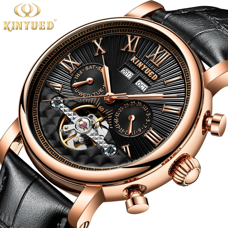 Kinyued men's outlet skeleton watch